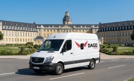 DAGO Express Kurierdienst Sprinter vor Schloss Karlsruhe in Karlsruhe